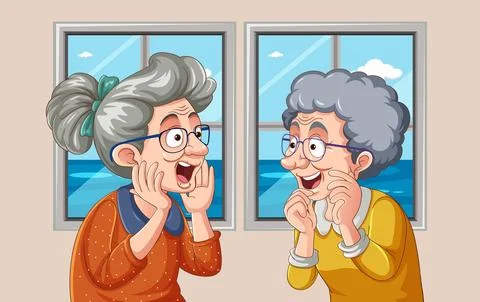 Cute elderly people talking Ilustración de archivo
