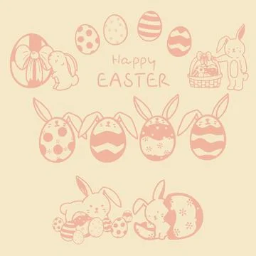 Cute Element Vector Easter Eggs And Bunny Easter, Doole Design Stock-Illustration