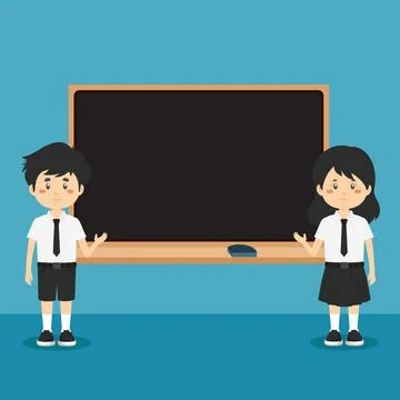 Cute Elementary School with Board Stock Illustration