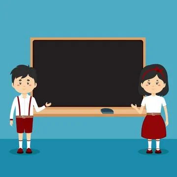 Cute Elementary School with Board Stock Illustration