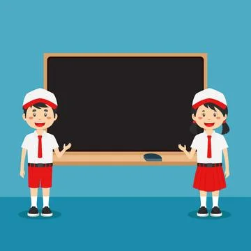 Cute Elementary School with Board Stock Illustration