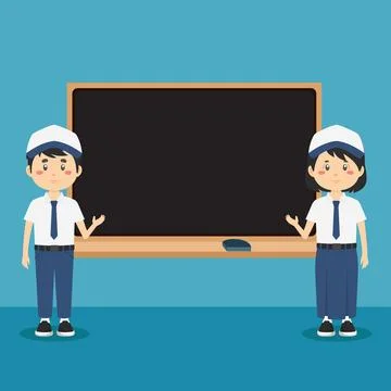 Cute Elementary School with Board Stock Illustration