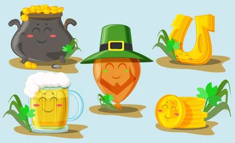 Cute elements for st patricks day celebration Stock Illustration