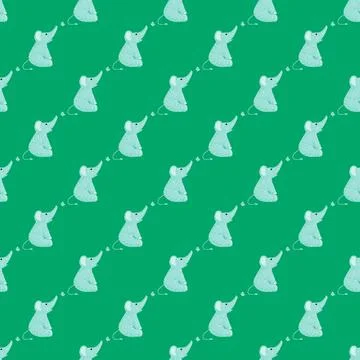 Cute elephant with butterfly seamless pattern. Funny childish tracery in dood Stock Illustration