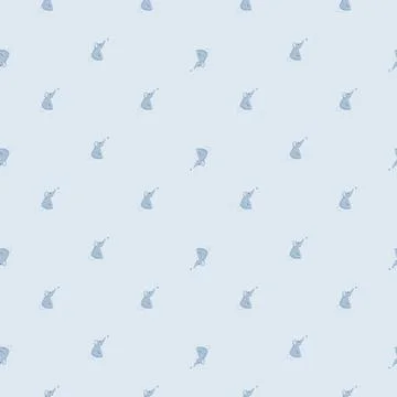 Cute elephant with butterfly seamless pattern. Funny childish tracery in dood Illustrazione stock