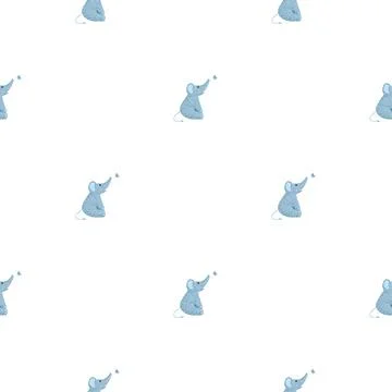 Cute elephant with butterfly seamless pattern. Funny childish tracery in dood Stock Illustration