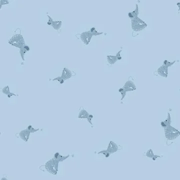 Cute elephant with butterfly seamless pattern. Funny childish tracery in dood Stock Illustration