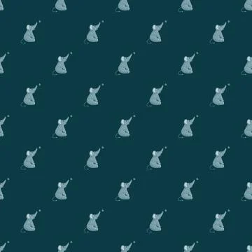 Cute elephant with butterfly seamless pattern. Funny childish tracery in dood Stock Illustration