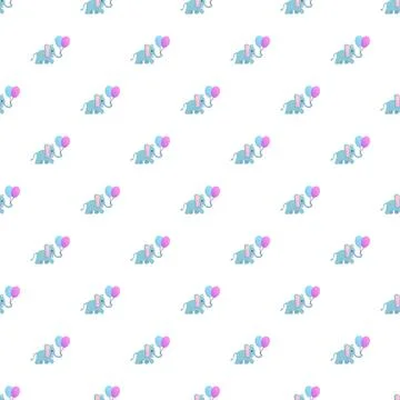 Cute elephant cartoon seamless pattern with balloons Stock Illustration