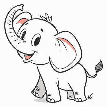 Cute Elephant Character Flat Vector Design Stock Illustration