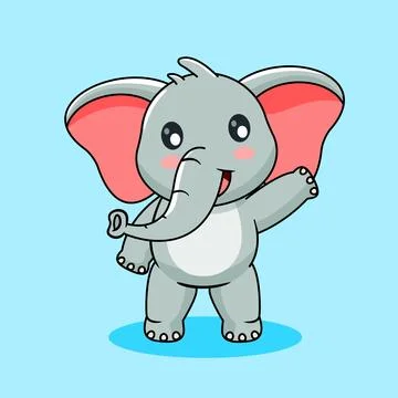 Cute Elephant Giving a Friendly Wave Vector Illustration Stock Illustration