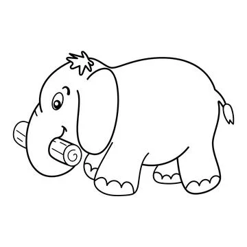 Cute elephant with a log Stock Illustration