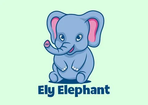 Cute elephant mascot sit down with happy expression Stock-Illustration