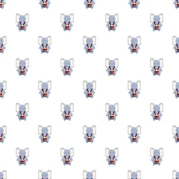 Cute elephant playing drum seamless repeating background pattern Illustrazione stock