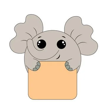 Cute Elephant with poster without text in color for congratulation Stock Illustration