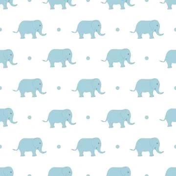Cute elephant seamless pattern vector on isolated white background Stock Illustration
