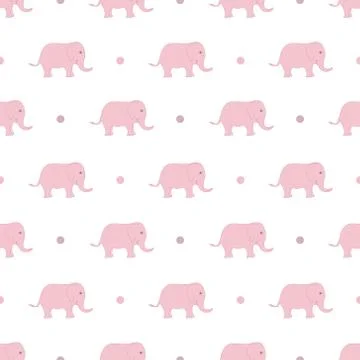 Cute elephant seamless pattern vector on isolated white background Stock Illustration