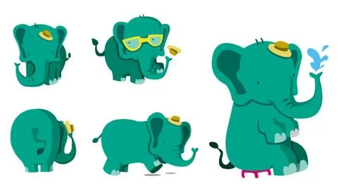Cute Elephant Set Stock Illustration