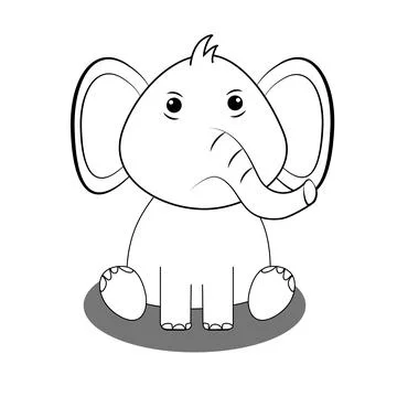 Cute Elephant Sitting Vector Icon Illustration Stock Illustration
