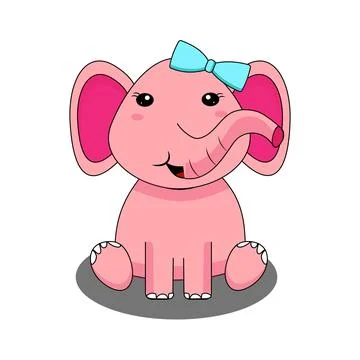 Cute Elephant Sitting Vector Icon Illustration Stock Illustration