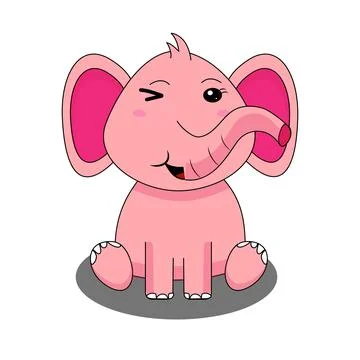 Cute Elephant Sitting Vector Icon Illustration Stock Illustration