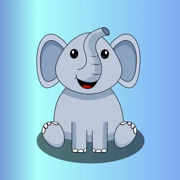 Cute Elephant Sitting Vector Icon Illustration Stock Illustration