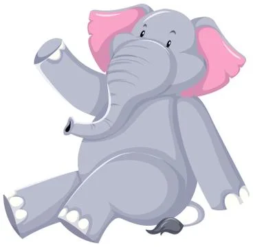 Cute elephant sitting on white background Stock Illustration