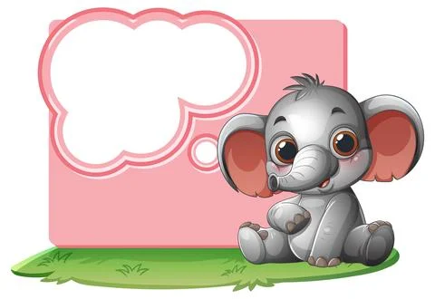 Cute Elephant with Speech Bubble Illustrazione stock