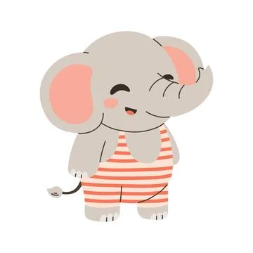 Cute Elephant summer vector illustration. Enjoying Hot Summer in striped Stock Illustration