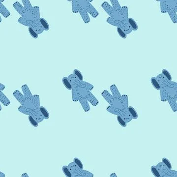 Cute elephant toy seamless pattern. Funny child playthings in doodle style. Stock Illustration