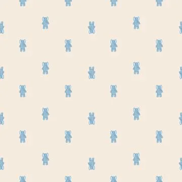 Cute elephant toy seamless pattern. Funny child playthings in doodle style. Stock Illustration