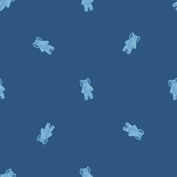 Cute elephant toy seamless pattern. Funny child playthings in doodle style. Stock Illustration