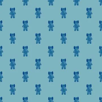 Cute elephant toy seamless pattern. Funny child playthings in doodle style. Stock Illustration