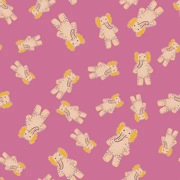 Cute elephant toy seamless pattern. Funny child playthings in doodle style. Stock Illustration