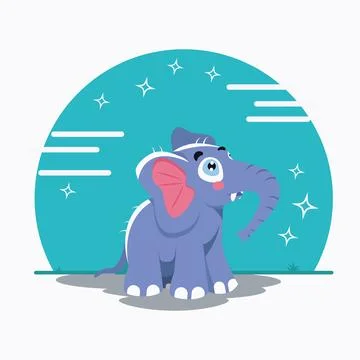 Cute elephant with violet color vector illustration Stock Illustration