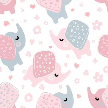 Cute elephants Stock Illustration