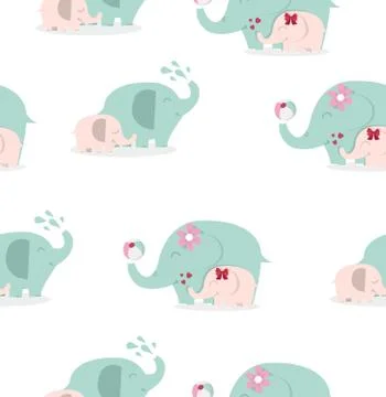 Cute elephants illustration vector pattern Stock Illustration