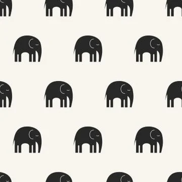 Cute elephants seamless pattern. Vector background in childish style great for Illustrazione stock
