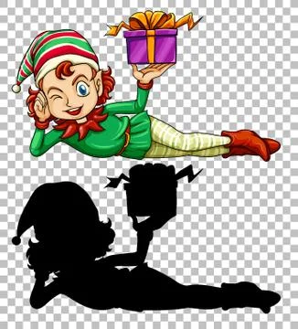 Cute elf and present box イラスト素材