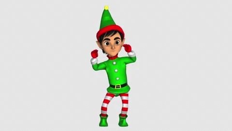 Cute elf dancing chicken dance isolated with alpha channel. Seamless funny Vidéo 252828423