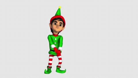 Cute elf dancing hip hop isolated with alpha channel. Seamless funny Christmas Stock Footage 252827077