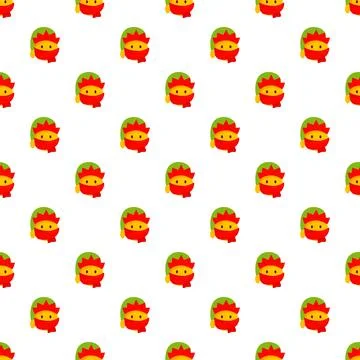 Cute elf head icon forming a festive holiday pattern Stock Illustration