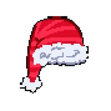 Cute elf santa hat pixel art vector illustration Stock Illustration