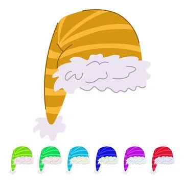 Cute elf santa hat vector cartoon graphic Stock Illustration