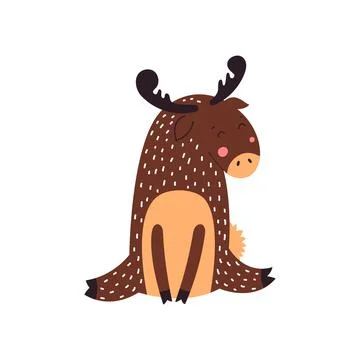 Cute elk, vector illustration. Flat design over white background Stock Illustration