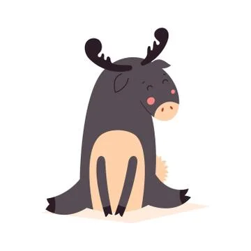Cute elk. Vector illustration on white isolated background Stock Illustration