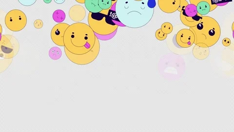 Cute emojis falling down top border video overlay Stock Footage 333109995