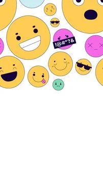 Cute emojis vertical top frame illustration Stock Illustration