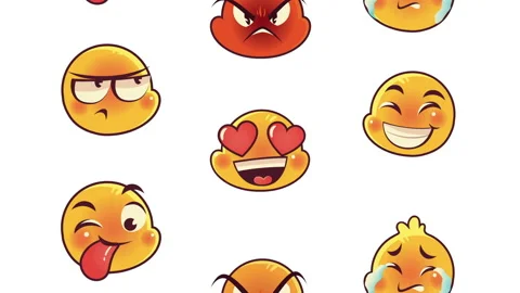 Cute emoticons faces pattern characters animation Stock Footage 146944195
