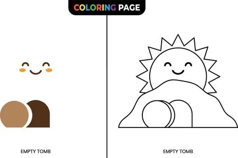 Cute Empty Tomb Coloring Page for Kids. Stock Illustration